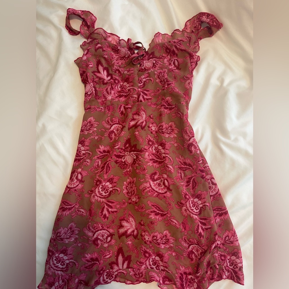 Printed Fuchsia Pink Mini Dress